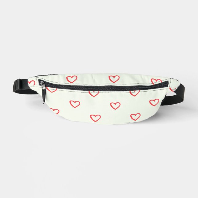 Red Hearts Pattern, Cute, Love Bum Bags (Front)