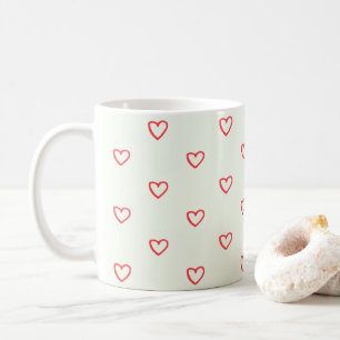 Red Hearts Pattern, Cute, Love Coffee Mug