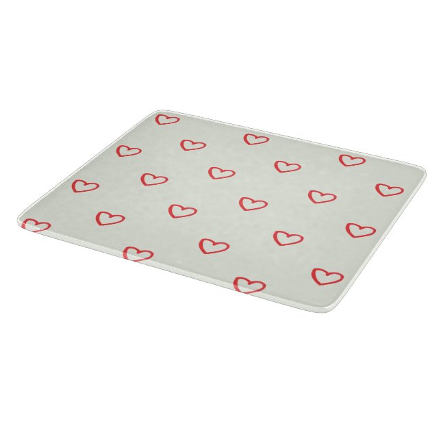Red Hearts Pattern, Cute, Love Cutting Board (Corner)