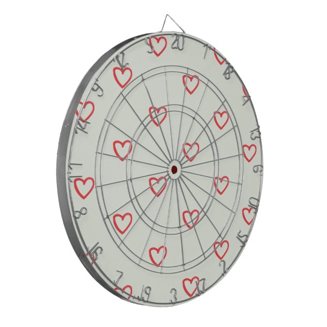 Red Hearts Pattern, Cute, Love Dartboard (Front Left)