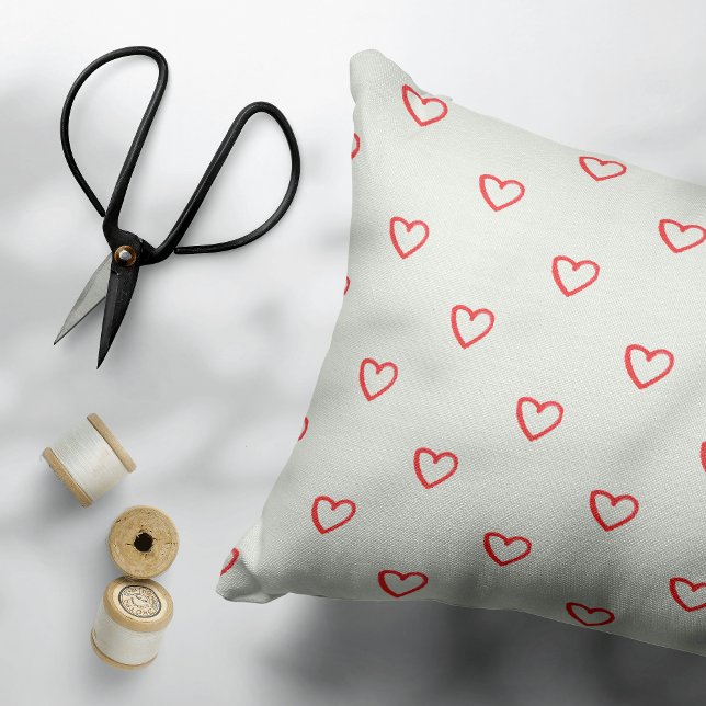Red Hearts Pattern, Cute, Love Decorative Cushion (Creator Uploaded)