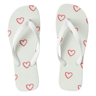 Red Hearts Pattern, Cute, Love Flip Flops