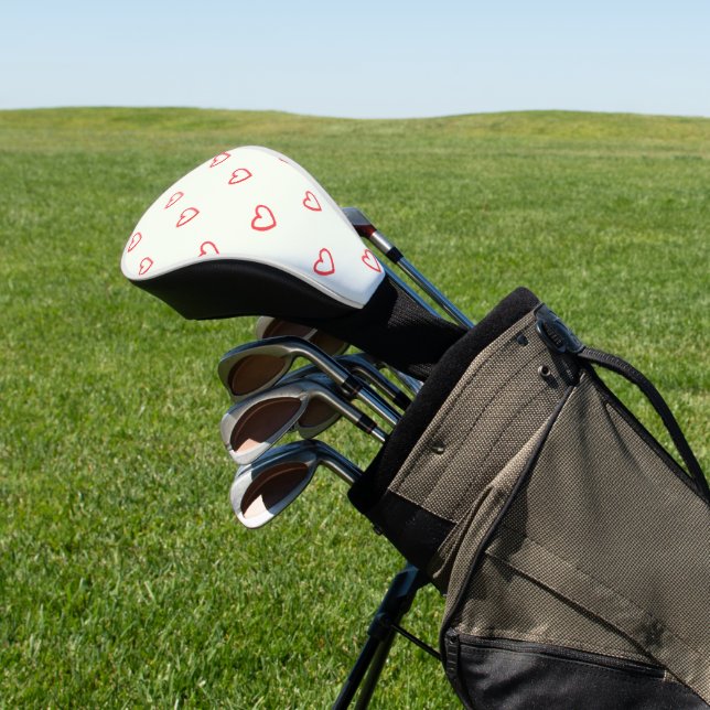 Red Hearts Pattern, Cute, Love Golf Head Cover (In Situ)