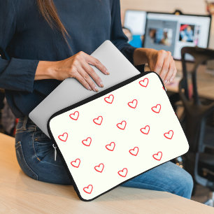 Red Hearts Pattern, Cute, Love Laptop Sleeve