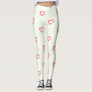 Red Hearts Pattern, Cute, Love Leggings