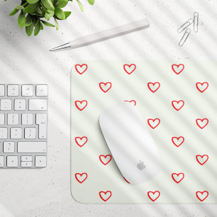 Red Hearts Pattern, Cute, Love Mouse Mat