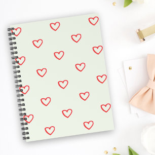 Red Hearts Pattern, Cute, Love Planner