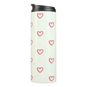 Red Hearts Pattern, Cute, Love Thermal Tumbler