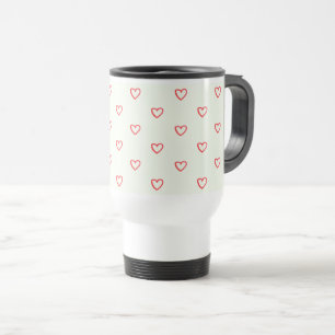 Red Hearts Pattern, Cute, Love Travel Mug