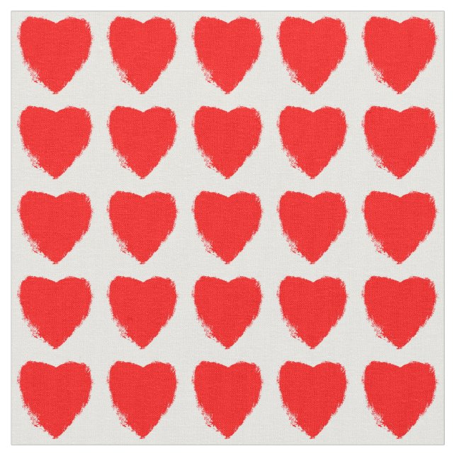 Red Hearts Pattern Fabric (Close Up)