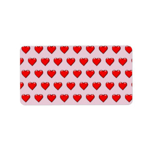 Red Hearts Pattern Label