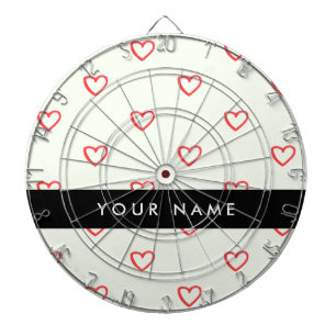 Red Hearts Pattern, Love, Your Name, Personalise Dartboard