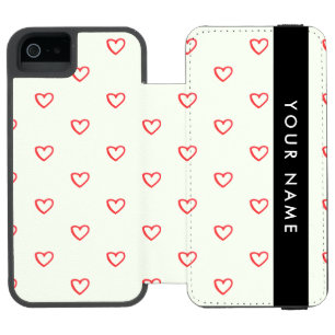 Red Hearts Pattern, Love, Your Name, Personalise Incipio Watson™ iPhone 5 Wallet Case