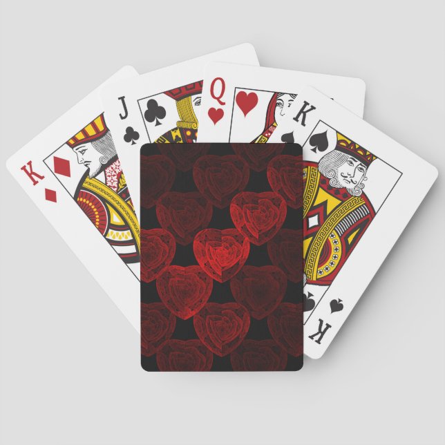 Red Hearts Pattern Playing Cards (Back)