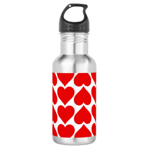 Red Hearts Pattern, Romantic, Love 532 Ml Water Bottle