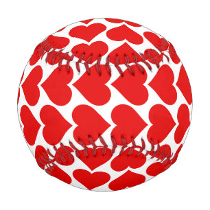 Red Hearts Pattern, Romantic, Love Baseball