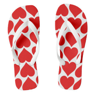 Red Hearts Pattern, Romantic, Love Flip Flops