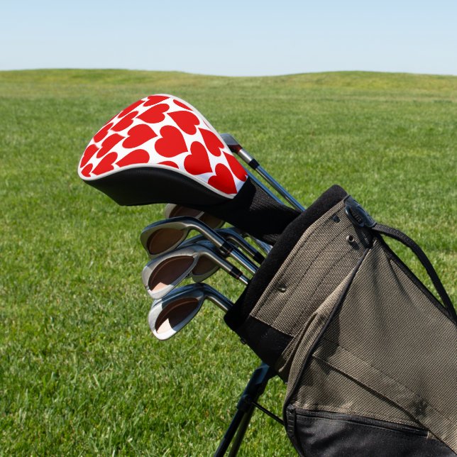 Red Hearts Pattern, Romantic, Love Golf Head Cover (In Situ)