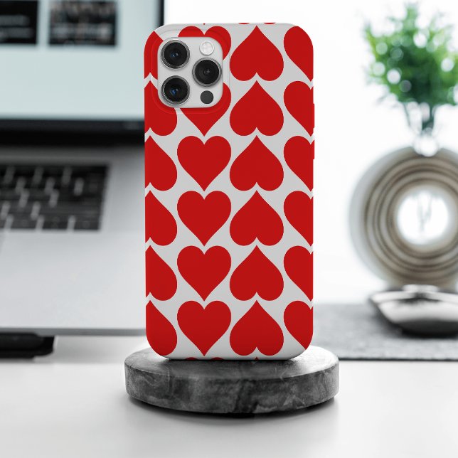 Red Hearts Pattern, Romantic, Love iPhone Case (Creator Uploaded)
