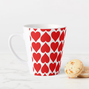 Red Hearts Pattern, Romantic, Love Latte Mug