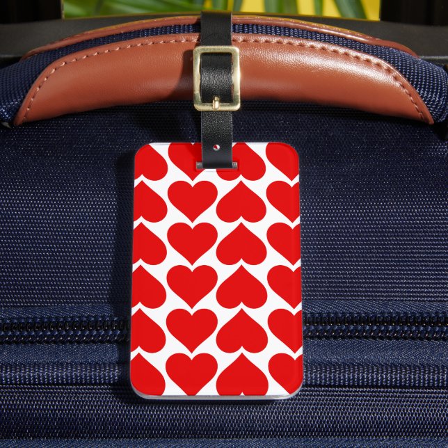Red Hearts Pattern, Romantic, Love Luggage Tag (Front Insitu 2)