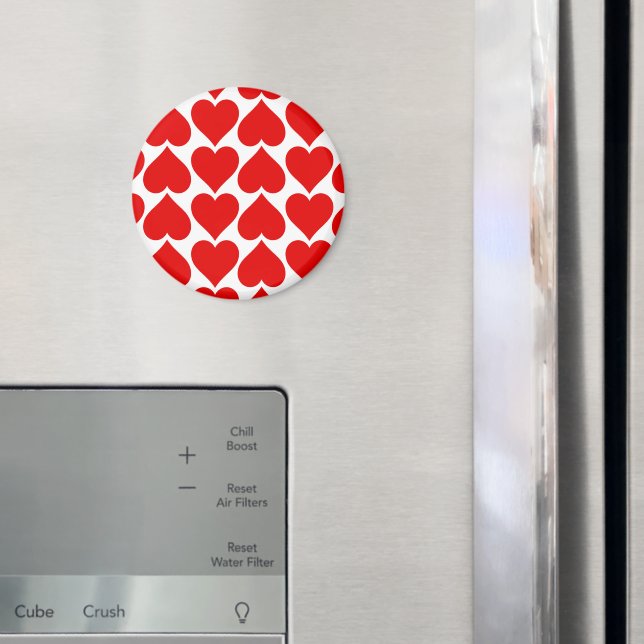 Red Hearts Pattern, Romantic, Love Magnet (In Situ (Fridge))