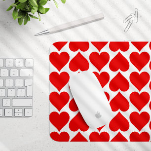 Red Hearts Pattern, Romantic, Love Mouse Mat