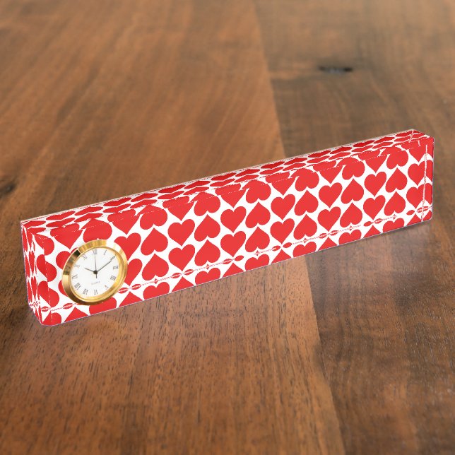 Red Hearts Pattern, Romantic, Love Nameplate (Side)