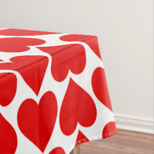Red Hearts Pattern, Romantic, Love Tablecloth