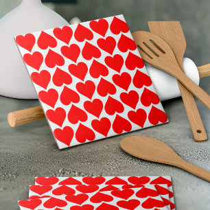 Red Hearts Pattern, Romantic, Love Tile