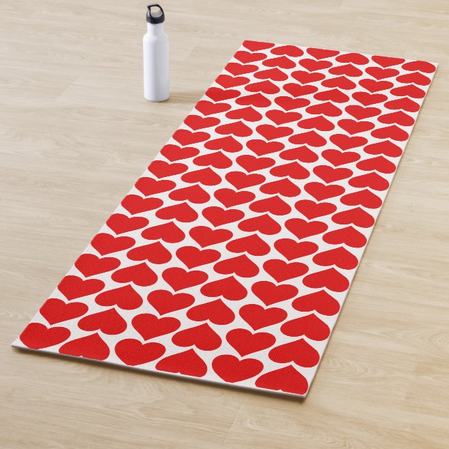 Red Hearts Pattern, Romantic, Love Yoga Mat (In Situ)