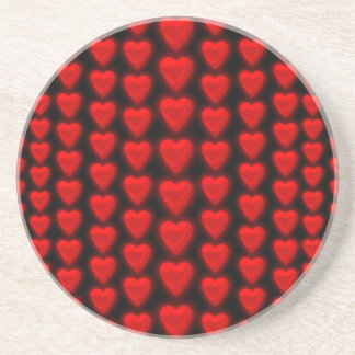 Red Hearts Pattern Sandstone Coaster
