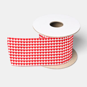 Red Hearts Pattern Satin Ribbon