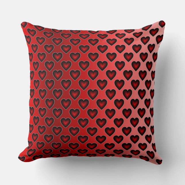 Red Hearts Pattern Throw Pillow (Front)