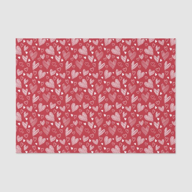 Red Hearts Pattern Tissue Paper (Front)