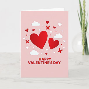 Red Hearts Pattern Valentines Card