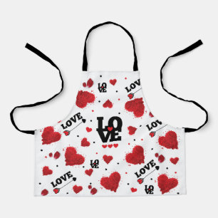 Red Hearts Pattern Valentine's Day Apron