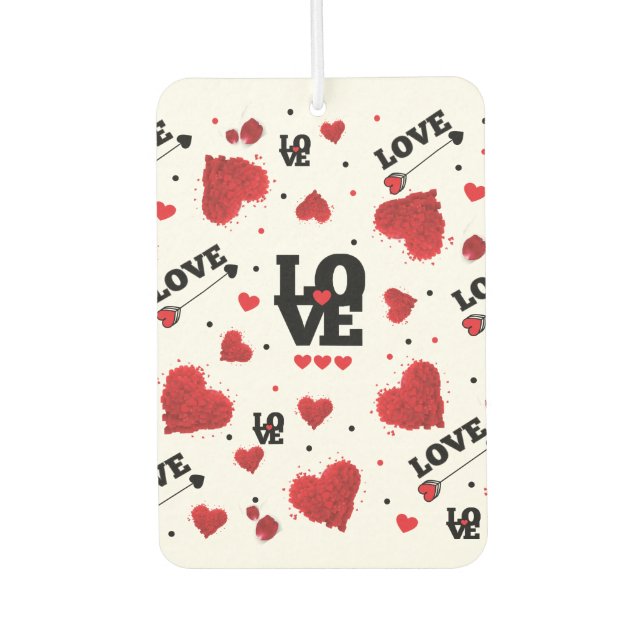 Red Hearts Pattern Valentine's Day Car Air Freshener (Front)