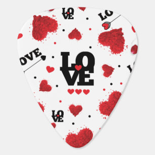 Red Hearts Pattern Valentine's Day Guitar Pick