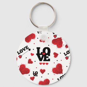 Red Hearts Pattern Valentine's Day Key Ring