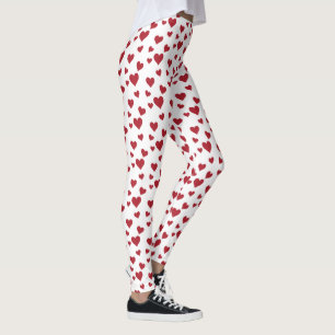 Red Hearts Pattern Valentine's Day Leggings
