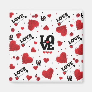 Red Hearts Pattern Valentine's Day Magnet