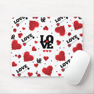 Red Hearts Pattern Valentine's Day Mouse Mat