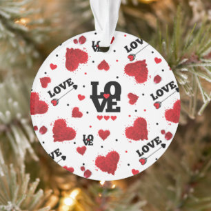 Red Hearts Pattern Valentine's Day Ornament