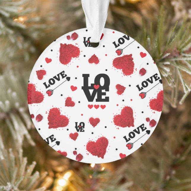 Red Hearts Pattern Valentine's Day Ornament (Tree)