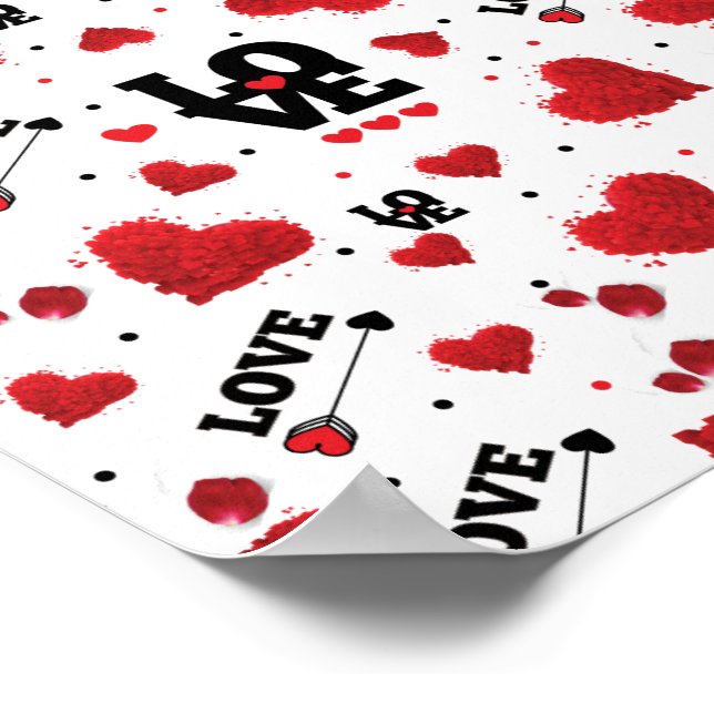 Red Hearts Pattern Valentine's Day Poster (Corner)