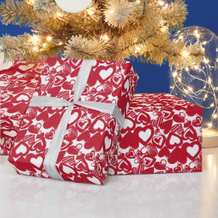 Red Hearts Pattern Wrapping Paper