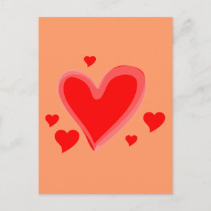 Red Hearts Peace Love Destiny Postcard