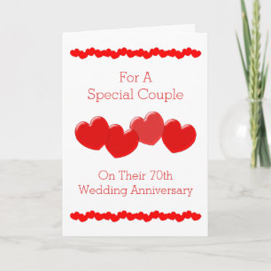 Red Hearts Personalised 70th Wedding Anniversary Card