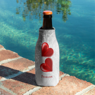 Red Hearts Personalised Bottle Cooler